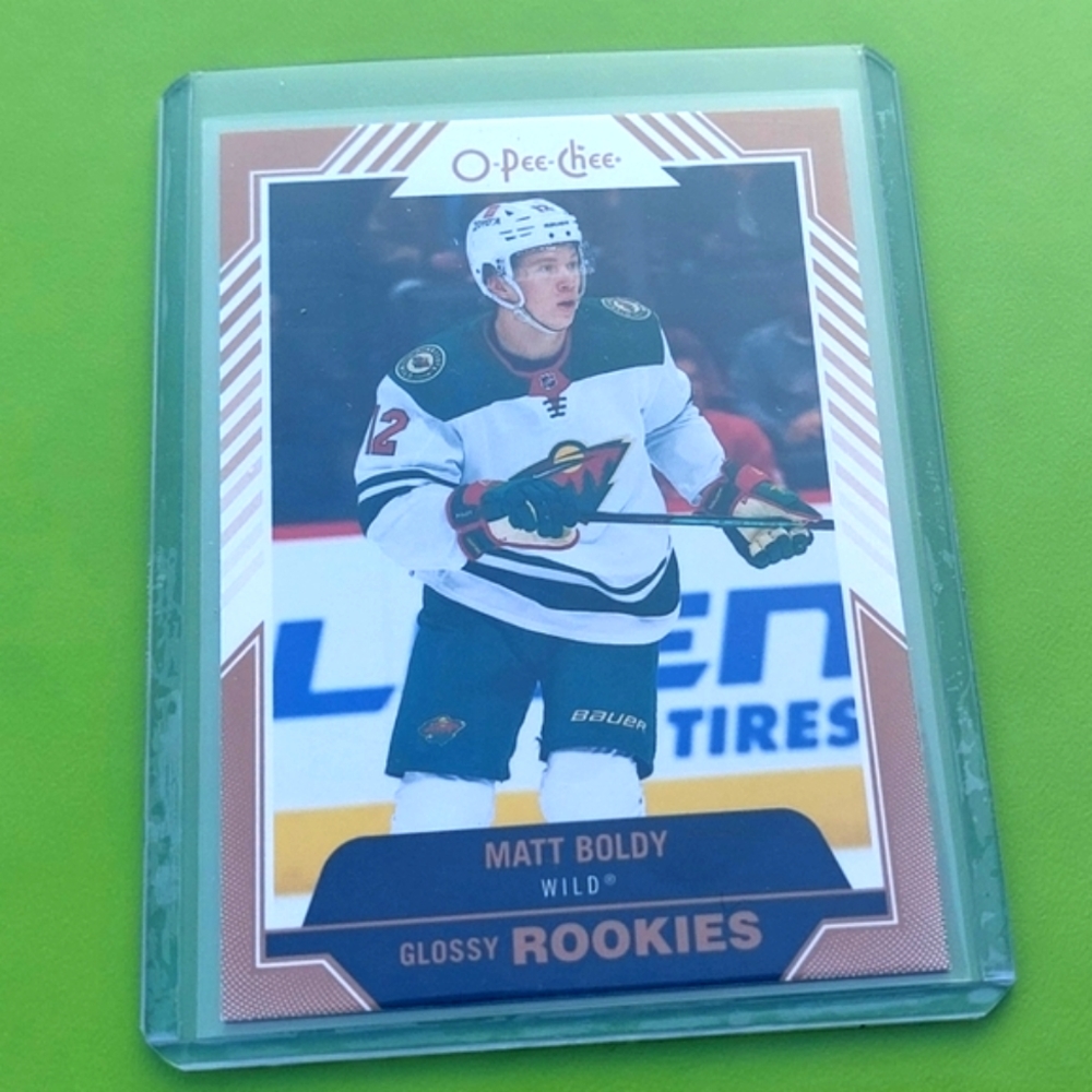 Matt Boldy O-Pee-Chee Glossy Rookies Card Number R-6 Hockey Card Minnesota Wild